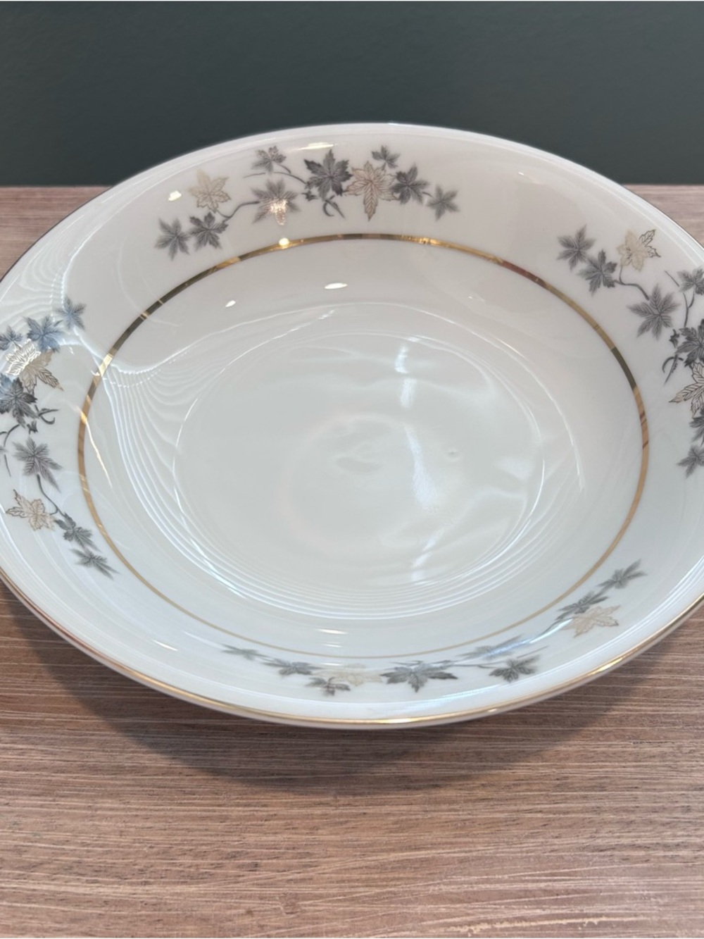 Empress China Golden Silhouette Soup Bowl Gray Floral Gold Trim Japan Vintage